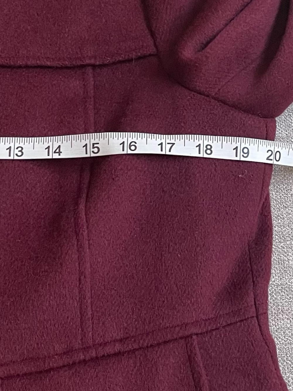 Loft Vintage Burgundy Wool Blend Zip Front Pockets Collarless Coat Fall Winter - Picture 6 of 10
